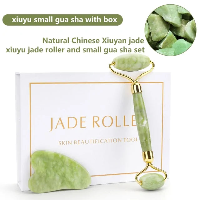 Natural Rose Quartz Jade Roller Set