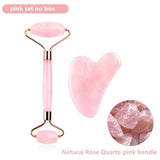 Natural Rose Quartz Jade Roller Set