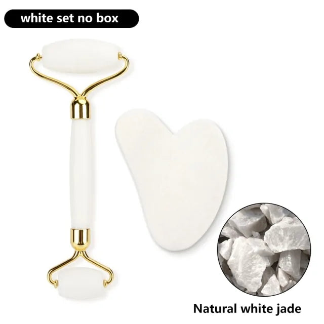 Natural Rose Quartz Jade Roller Set